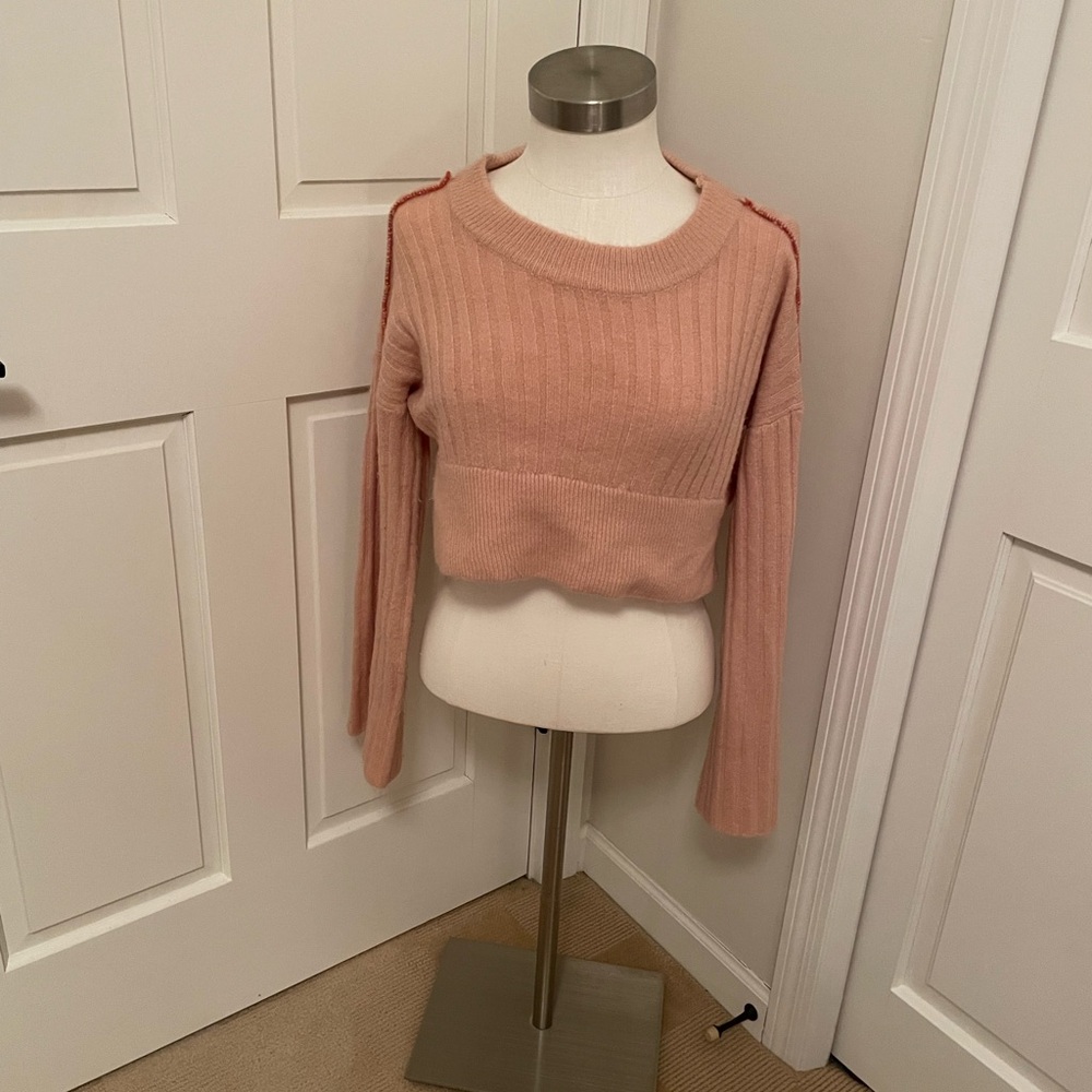 Papermoon cropped sweater, size sm, light pink